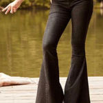 Altar'd State | Worn Raw Hem Black Wide Flare Denim Stretch Jeans | 32, 14, XL Photo 0