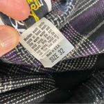 VINTAGE 90s Wool Plaid Midi Flare Skirt Black Size L Photo 3