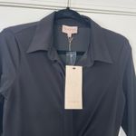 NWT CIEBON Jennifer Black Collared Ruched Button Front Midi Shirt Dress Sz Small Photo 5