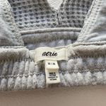 Aerie  Waffle Knit Bralette – Women’s Medium Gray Deep V Soft Lounge Bra Photo 2