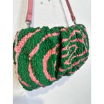 STAUD  Pink Green Swirl Psychedelic Beaded Patterned Bean Convertible Bag Purse Photo 4