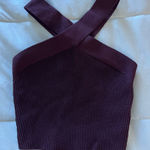 Babaton Aritzia Cross-Strap Sculpt Knit Crop Top in Deep Purple Photo 0