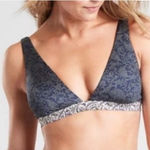 Athleta  Women's Aqualuxe Batik Bikini Swim Top small blue cream Photo 0