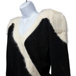Jennifer Moore Vintage  80's Black Cream Wool V-Neck Sweater Sequins and Beading Photo 1