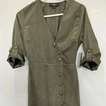 Lulu's pull me close olive green long sleeve maxi dress faux suede butto… Photo 3