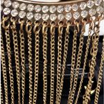 Charlotte Russe Y2K  Cropped Black Tank w/ Gold & Rhinestone Chain Medium NWT Photo 4