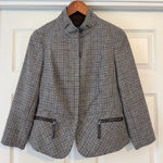 Talbots Gray Brown Plaid Blazer Jacket 12 Petite Equestrian Academia Photo 0