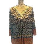 Vintage America Blues Small Bohemian Top with Bell Sleeves and Embroidery Orange Photo 0