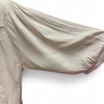 Cream Ruffled 3/4 Sleeve Bib Collar Blouse Tan Photo 2