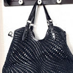 Cole Haan  Genevieve Weave Black Woven Leather Shoulder Bag Classic Photo 0