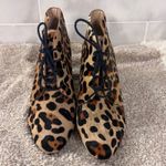 Kate Spade  Leopard Print Calf Hair Roger Lace Up Ankle Booties‎ Heels Size 7.5M Photo 2
