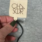 Chaser  Ruffle Trim Belted Cardigan Medium Gray Ribbed Knit Longline Open Front Photo 7