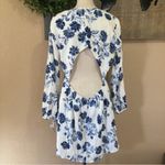 Lulus NWOT Darling Simplicity White and Blue Floral Linen Cutout Mini Dr… Photo 10