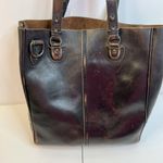 Fossil  Heavy Glove Leather Black Distressed Large Tote Bag Unlined Double Handle Photo 4