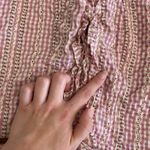 Milk & Honey Gingham Floral Tie Front Top Womens Size S Pink Brown Photo 2