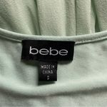 Bebe Y2K Mint Green Mulberry Silk Draped Cowl Neck Going Out Mini Dress Small Photo 5