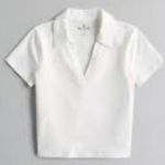 Hollister Ribbed Baby Tee Polo - White Photo 1