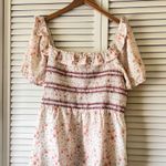 Grace Karin  Floral Ruffle Smocked Top - White and Pink Photo 1