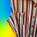 No Boundaries  Juniors Striped Button Down Waste Tie Mini Dress Cream Rust Large Photo 7