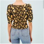 Reformation  Cave Top‎ Lemon Drop Smocked Puff Sleeve Size 4 Photo 1