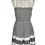 Danny & Nicole  Sleeveless Striped Ivory Dress With Lace Black Stripe Size 14P Photo 3