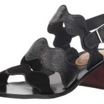 Marc Fisher  Black Leather Omalla Sandals with Brown Block Heel nib Photo 0