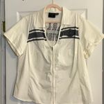 Harley Davidson Harley-Davidson White and Gray Striped Short Sleeve Button Down Shirt Photo 0