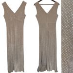 En Francais by Huey Waltzer Sparkle Knit Maxi Dress Beige Vintage size 8 Tan Photo 1