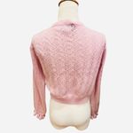 Princess Polly  Pink Cropped Cardigan Sweater Lightweight Vneck Ruffle S M Photo 5