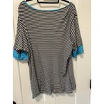 Old Navy Women Black, White With Teal 3/4 Sleeve T-Shirt Tunic XXL. Jersey Photo 3