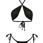 Women Tow Piece Swimsuit High Cut Backless Bikini Photo 0