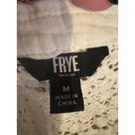 Frye  Shirt Women Medium White Cotton Lace Crochet Raw Trim Cap Sleeve Top Boho Photo 7