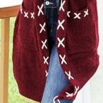 Reddish Burgundy Long Sleeve Lace Up Cardigan Photo 4