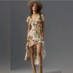 Anthropologie  V-Neck Ruffle Lace Floral Hi Low Tiered Slip Dress Size 6 NEW Photo 1