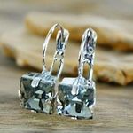 Handcrafted earrings with Swarovski black diamond crystal Silver Photo 0