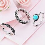 Boutique Silver and Turquoise Ring Set Photo 1