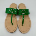 Kate Spade  Cassis Patent Green Heart Thong Sandals Size 9 Photo 4