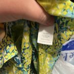Pendleton  Blue and Yellow Ruffled Sleeveless Button Front Blouse Photo 4
