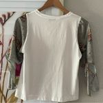 ZARA  Top Balloon Silky Tiger Sleeves White T-Shirt Green Safari Photo 3