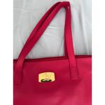 Joy Mangano Red Leather Tote Shoulder Travel Bag w/ Small Cosmetic Bag Inside Photo 5