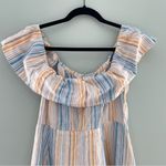 Reformation Landy Marbella Off Shoulder Linen Stripe Dress 10 Photo 7