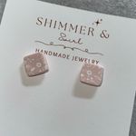 Handmade polymer clay stud earrings pink floral BoHo Photo 1
