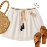 Moon River Anthropologie OFF White Textured Mini Skirt M NWT Tassel Fringe Boho Photo 0