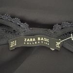 ZARA  Shirt Womens Medium Navy Blue Blouse Sheer Lace‎ Casual Neutral Minimalist Photo 4