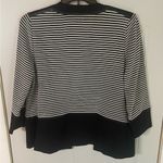 Ming Wang Cardigan Sweater Women’s Large Black Stripe Open Front 3/4 Sleeve Photo 4
