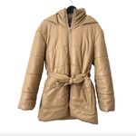 NANUSHKA Lenox Faux Leather Puffer Belted Coat Sz Small Tan Photo 1
