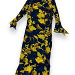 CAbi  Navy Yellow Midnight Bell Sleeve Midi Mesh 3/4 Sleeve Dress - Size Medium Photo 1
