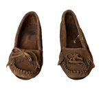 Minnetonka Kilty Hardsole Moccasin Suede Leather Boho Hippie Preppy Coastal 5.5 Photo 2