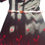 Vtg Escada black short sleeved A line dress black w: red floral embroidery 36 Photo 8