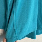 Wildfox Aqua Blue V Neck Pullover Top Large Oversized Cozy Fleece Stretchy Fall Photo 3